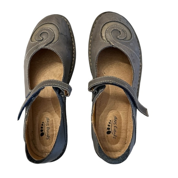 Spring Step Women’s Cosmic-Blue Leather Adjustable Strap Shoes Size 38 (7/8) GUC - Picture 1 of 11